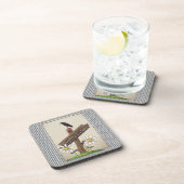 Country Blue Gingham Willkommen Freunde Getränkeuntersetzer (Rechte Seite)