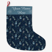 Country Blue Owl Feminine Dove Individuelle Name Großer Weihnachtsstrumpf (Vorderseite)