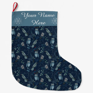 Country Blue Owl Feminine Dove Individuelle Name Großer Weihnachtsstrumpf