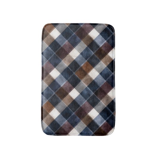 Country Blue Red White Grey Squares Badematte (Vorderseite Vertikal)