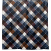 Country Blue Red White Grey Squares Duschvorhang (Vorderseite)