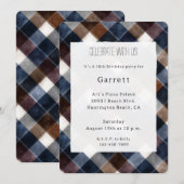 Country Blue Red White Squares Birthday Einladung (Vorne/Hinten)