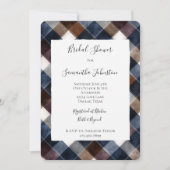 Country Blue Red White Squares Bridal Shower Einladung (Vorderseite)