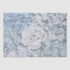 Country Blue Rose & Hydragea Blumendruck Seidenpapier