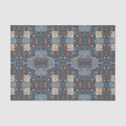 Country Blue Rust Rustic Bauernhaus individuell an Seidenpapier (Vorderseite)