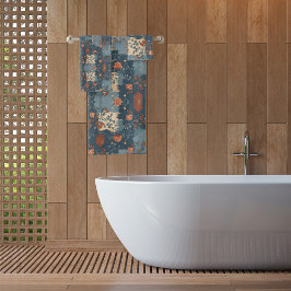 Country Blue Rust Rustikales Bauernhaus Badhandtuch Set