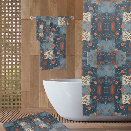 Country Blue Rust Rustikales Bauernhaus Badhandtuch Set