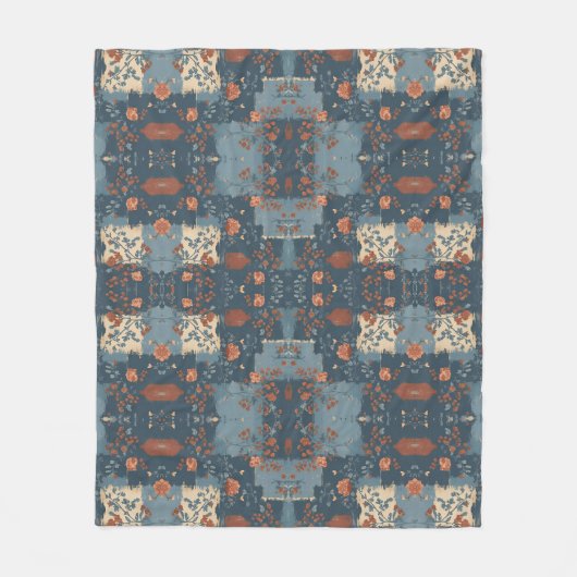 Country Blue Rust Rustikales Bauernhaus Fleecedecke (Vorderseite)