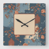 Country Blue Rust Rustikales Bauernhaus Quadratische Wanduhr (Vorderseite)