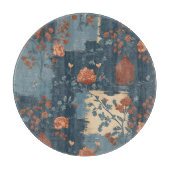 Country Blue Rust Rustikales Bauernhaus Runde Schneidebrett (Vorderseite)