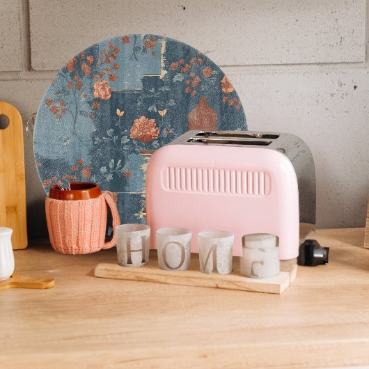 Country Blue Rust Rustikales Bauernhaus Runde Schneidebrett