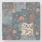 Country Blue Rust Rustikales Bauernhaus Steinuntersetzer (Vorderseite)