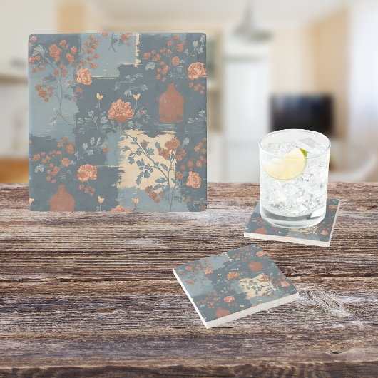 Country Blue Rust Rustikales Bauernhaus Steinuntersetzer