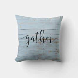 Country Blue Rustic Script Farmhouse Typografie Kissen