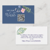 Country Blue Rustic Wedding Website QR Code Begleitkarte (Vorne/Hinten)