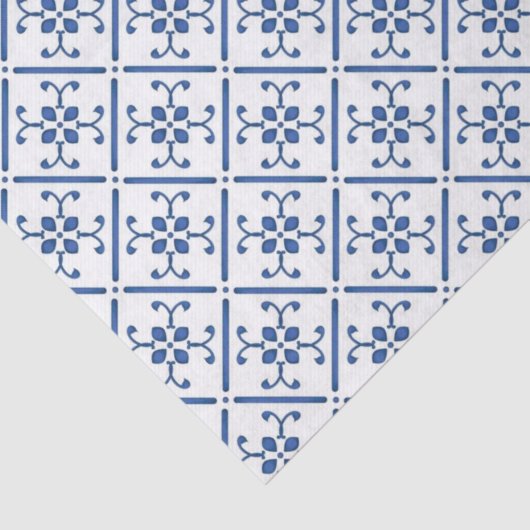 Country Blue White Pattern Mittelmeer Tile Seidenpapier (Ausschnitt)