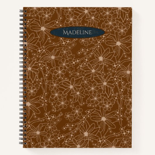 Country Blume handgezeichnetes Muster braune Rusti Notizblock (Vorderseite)