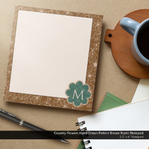 Country Blume handgezeichnetes Muster braune Rusti Notizblock