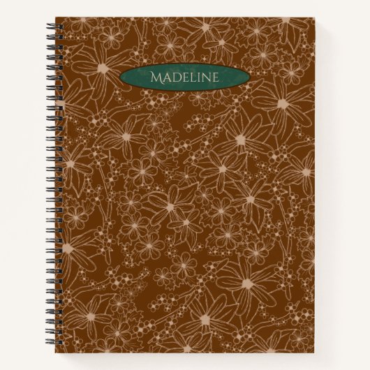 Country Blume handgezeichnetes Muster braune Rusti Notizblock (Vorderseite)