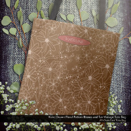 Country Blume handgezeichnetes Muster braune Rusti Tasche