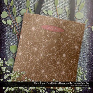 Country Blume handgezeichnetes Muster braune Rusti Tasche