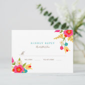 Country Blume Hochzeit RSVP Karte (Stehend Vorderseite)