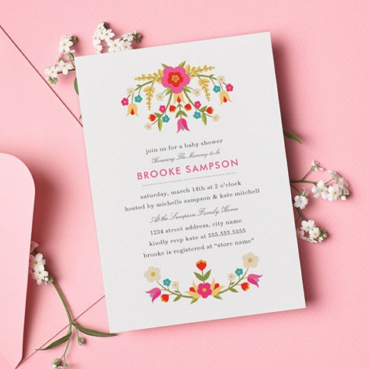 Country Blume Kinderdusche Einladung