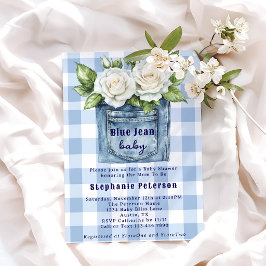 Country Blume Niedlich Gingham Blue Jean Baby Dusc Einladung