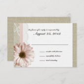 Country Blush Daisy und Lace Burlap Response RSVP Karte (Vorne/Hinten)