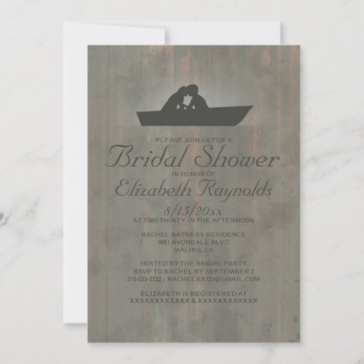 Country Boat Bridal Dusche Einladungen (Vorderseite)