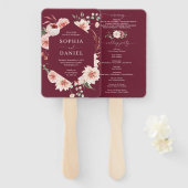 Country Boho Rose Floral Wedding Program Fan Fächer (Vorne und Hinten)
