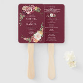Country Boho Rose Floral Wedding Program Fan Fächer (Vorne und Hinten)