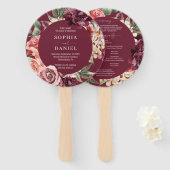 Country Boho Rose Round Gold Wedding Program Fan Fächer (Vorne und Hinten)