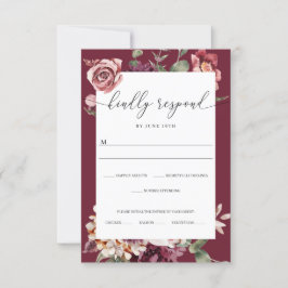 Country Boho Rose Wedding RSVP Card