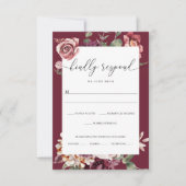 Country Boho Rose Wedding RSVP Card Karte (Vorderseite)