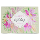 Country Boho Watercolor Lilac Floral Elegante Große Geschenktüte (Vorderseite)