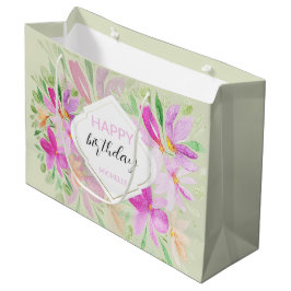 Country Boho Watercolor Lilac Floral Elegante Große Geschenktüte