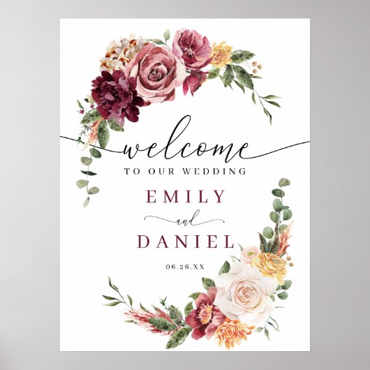 Country Boho Wedding Welcome Sign Poster (Vorne)