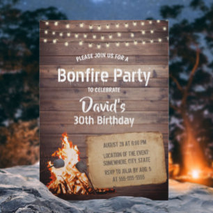 Country Bonfire Party Rustikale String Light Gebur Einladung