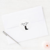 Country Boot & Calligraphy auf White Danke Runder Aufkleber (Umschlag)