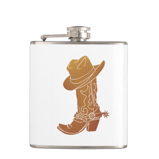 Country Boot und Hut Silhouette Flachmann (Vorderseite)