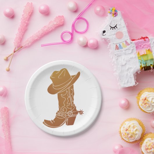 Country Boot und Hut Silhouette Pappteller (Party)