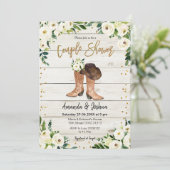 Country Boots Couple Dusche Einladung (Stehend Vorderseite)