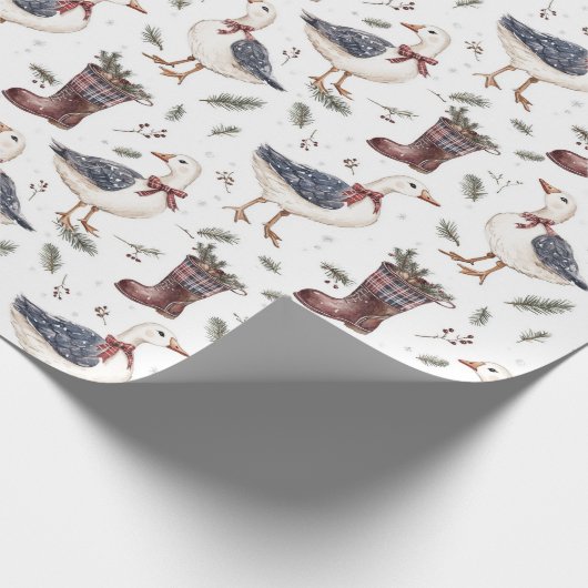 Country Boots Goose Christmas Geschenkpapier (Ecke)