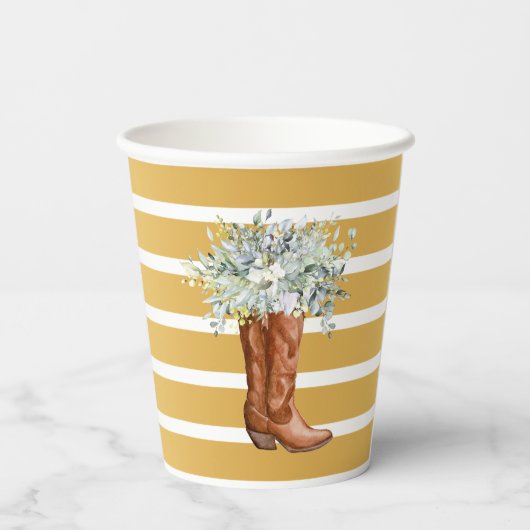 Country Boots Greenery Dusche Western Pappbecher (Rückseite)