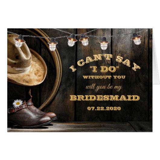 Country Boots Hat Barn Wood Bridesmaid Anfrage (Vorderseite (Horizontal))