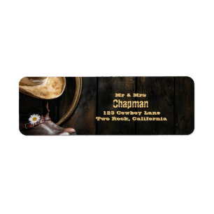 Country Boots Hat, Barn Wood Wedding Address Label