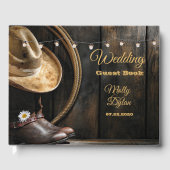 Country Boots Hat, Barn Wood Wedding Gästebuch (Vorderseite)