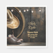 Country Boots Hat, Barn Wood Wedding Paper Napkins Serviette (Vorderseite)