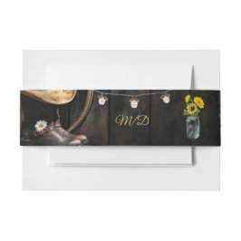 Country Boots Hat, Barnwood Wedding Einladungsbanderole